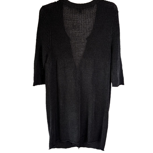 J Jill Sweater Cardigan Midi Black 55% Linen Women's Size M Boho - Picture 2 of 8